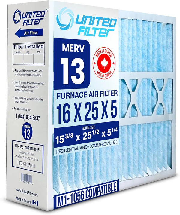 Replacement Filter (1-Pack) for M1-1056, 16x25x5 MERV 13 HVAC Air Filter β Exact Actual Size: 15-3/8" x 25-1/2" x 5-1/4"