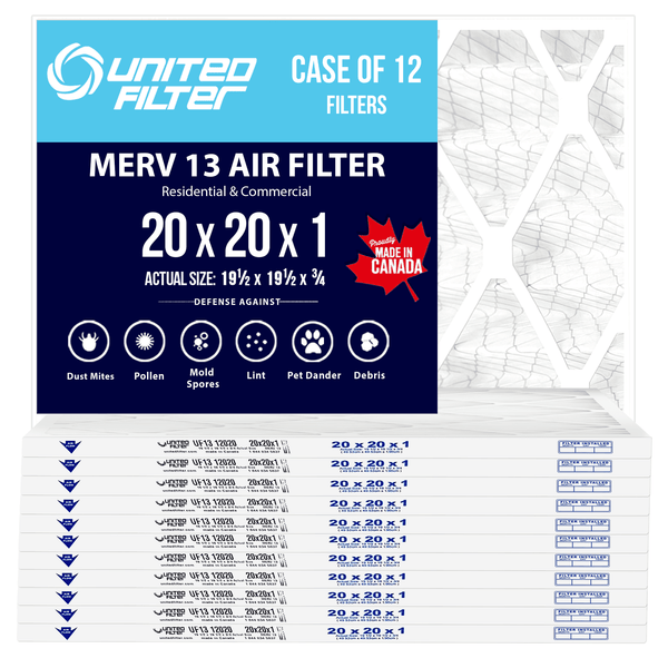 20x20x1 MERV 13 Superior Pleated Furnace Filter | 1-Inch HVAC Air Filter | Made in Canada