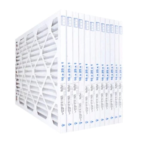 16x25x1 MERV 10 Standard Pleated Furnace Filter — Case of 12 | 1-Inch HVAC Air Filter | Made in Canada