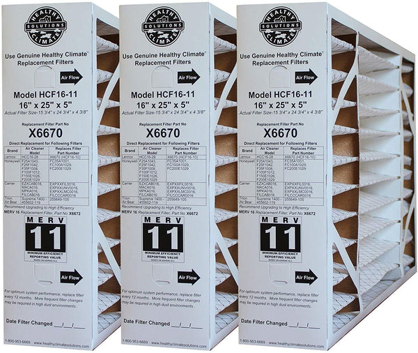 United Filter offers 16x25x5 Lennox Healthy Climate MERV 11 replacement filters in a case of 3. Perfect for enhanced air quality and optimized HVAC efficiency.