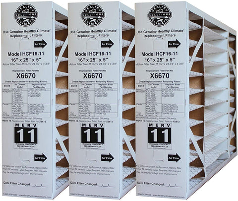 Genuine Lennox Healthy Climate 16x25x5 X6670 MERV 11 Case of 3