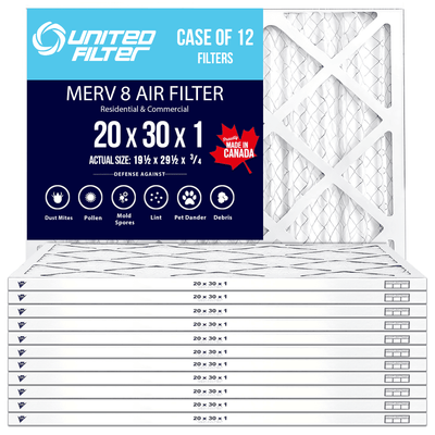20x30x1 MERV 8 - 12 Pack