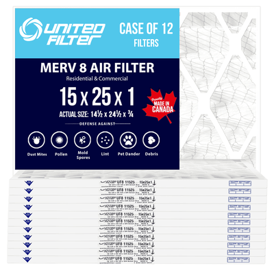 15x25x1 MERV 8 - 12 Pack