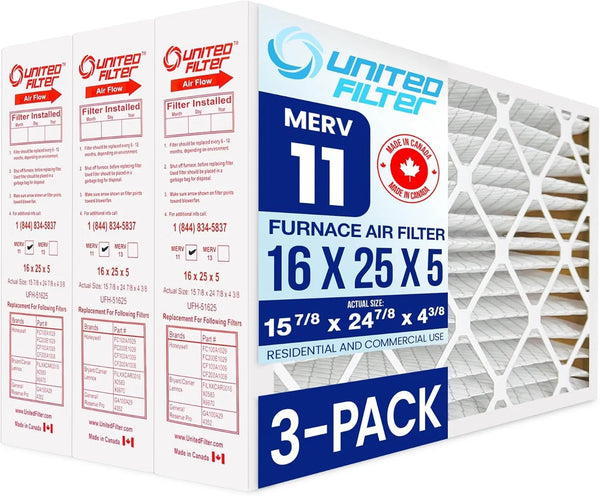 16x25x5 (15-7/8 x 25 x 4-3/8) Lennox X6670 Healthy Climate Replacement Filter MERV 11 — Case of 3 | Compatible HVAC Air Filter
