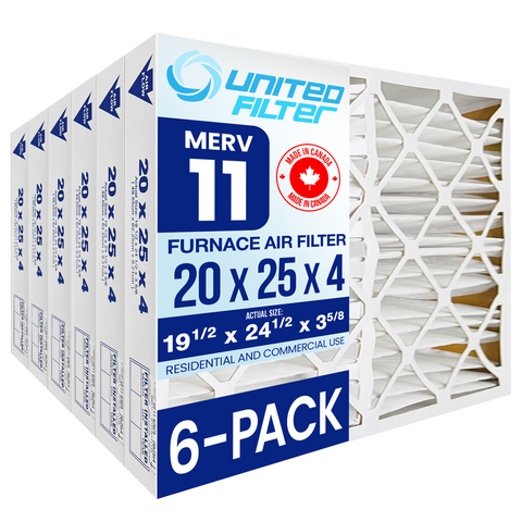20x25x4 MERV 11 - 6 Pack Pleated Furnace Filter