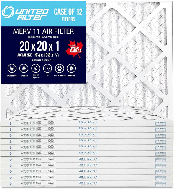 20x20x1 MERV 11 - Caisse de 12 