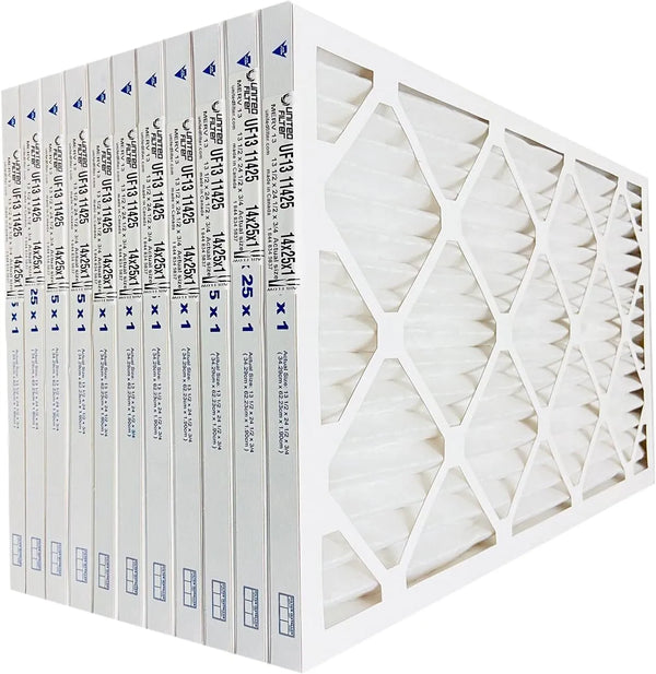 14x25x1 MERV 13 Superior Pleated Furnace Filter — Case of 12 | 1-Inch HVAC Air Filter | Made in Canada