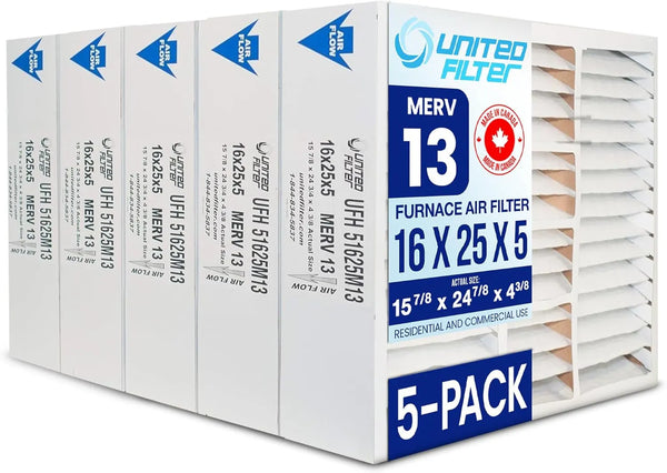 16x25x5 MERV 11 (15-7/8 x 24-7/8 x 4-3/8) Honeywell FC100A1029, Lennox X6670 Replacement Filter — Case of 5 | 5-Inch HVAC Filter