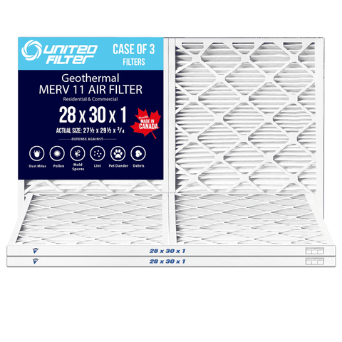 28x30x1 MERV 11 Geothermal Filter - 3 Pack