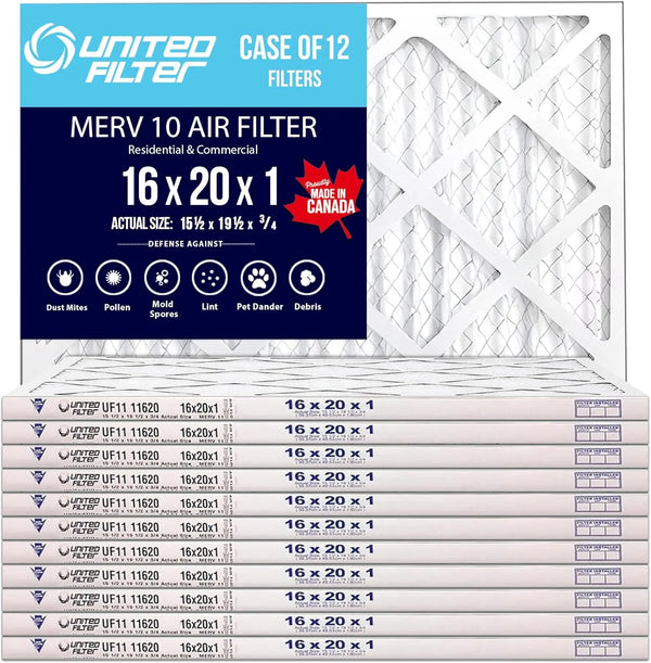 16x20x1 MERV 11 - Paquet de 12 
