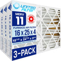 16x25x4 MERV 11 Optimal Pleated Furnace Filter — Case of 3 | 4-Inch HVAC Air Filter | Made in Canada