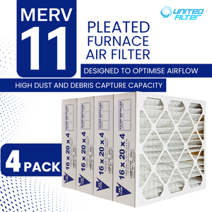 16x20x4 MERV 11 - Paquet de 4 filtres de four plissés