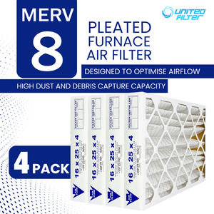16x25x4 MERV 8 - 4 Pack Pleated Furnace Filter