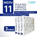 16x25x4 MERV 11 Optimal Pleated Furnace Filter — Case of 3 | 4-Inch HVAC Air Filter | Made in Canada