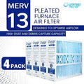 Replacement Filter (4-Pack) for M1-1056, 16x25x5 MERV 13 HVAC Air Filter — Exact Actual Size: 15-3/8" x 25-1/2" x 5-1/4"