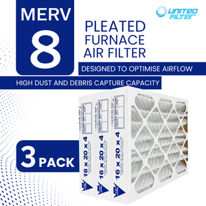 16x20x4 MERV 8 - 3 Pack Pleated Furnace Filter