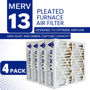16x20x4 MERV 13 - 4 Pack Pleated Furnace Filter