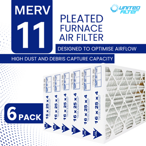 16x25x4 MERV 11 - 6 Pack Pleated Furnace Filter