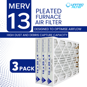 16x25x4 MERV 13 - 3 Pack Pleated Furnace Filter