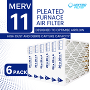 20x20x4 MERV 11 - Paquet de 6 filtres de four plissés 