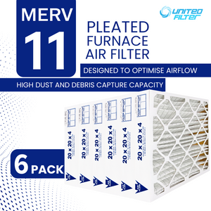 20x20x4 MERV 11 - Paquet de 6 filtres de four plissés 