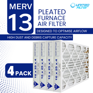 16x25x4 MERV 13 - 4 Pack Pleated Furnace Filter