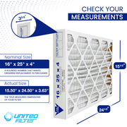 16x25x4 MERV 13 - Paquet de 4 filtres de four plissés 