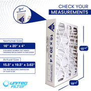 16x20x4 MERV 11 - Paquet de 4 filtres de four plissés