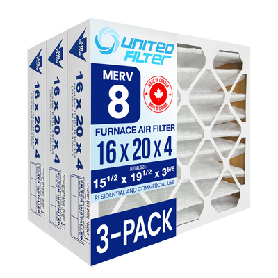 16x20x4 MERV 8 - 3 Pack Pleated Furnace Filter