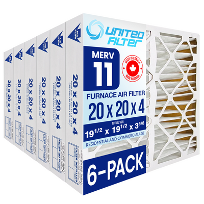 20x20x4 MERV 11 - 6 Pack Pleated Furnace Filter