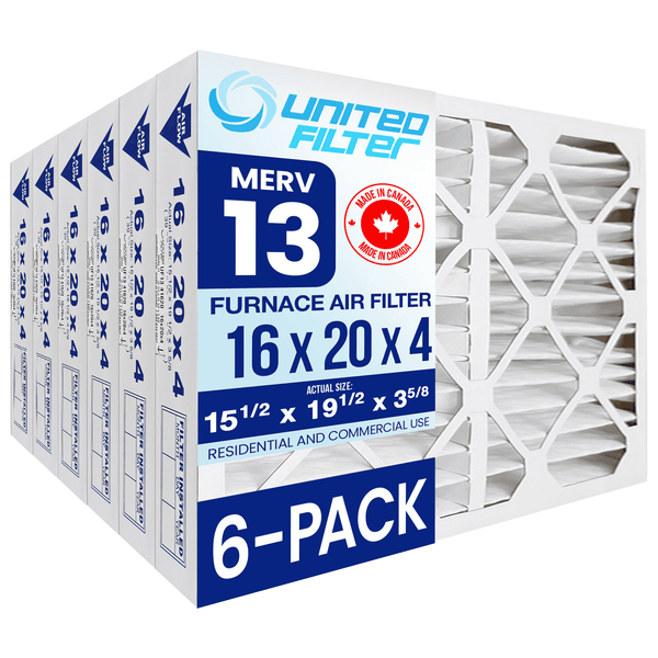 16x20x4 MERV 13 - 6 Pack Pleated Furnace Filter