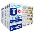 16x25x4 MERV 8 Economy Pleated Furnace Filter — Case of 6 | 4-Inch HVAC Air Filter | Made in Canada
