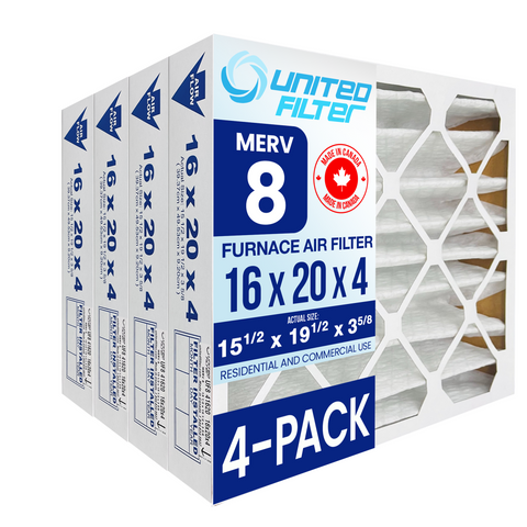 16x20x4 MERV 8 - 4 Pack Pleated Furnace Filter