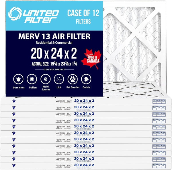 20x24x2 MERV 13 Superior Pleated Furnace Filter | 2-Inch HVAC Air Filter | Made in Canada