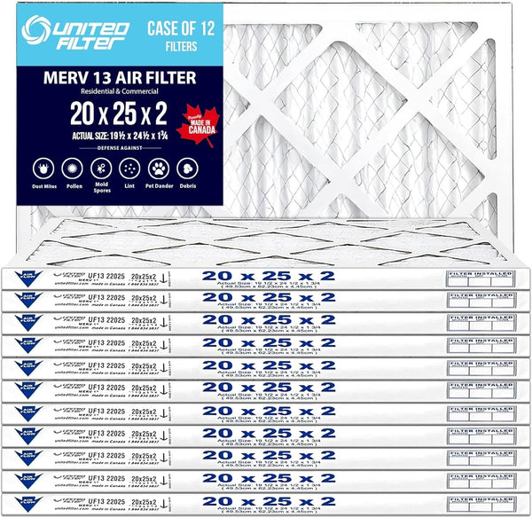 20x25x2 MERV 13 Superior Pleated Furnace Filter | 2-Inch HVAC Air Filter | Made in Canada