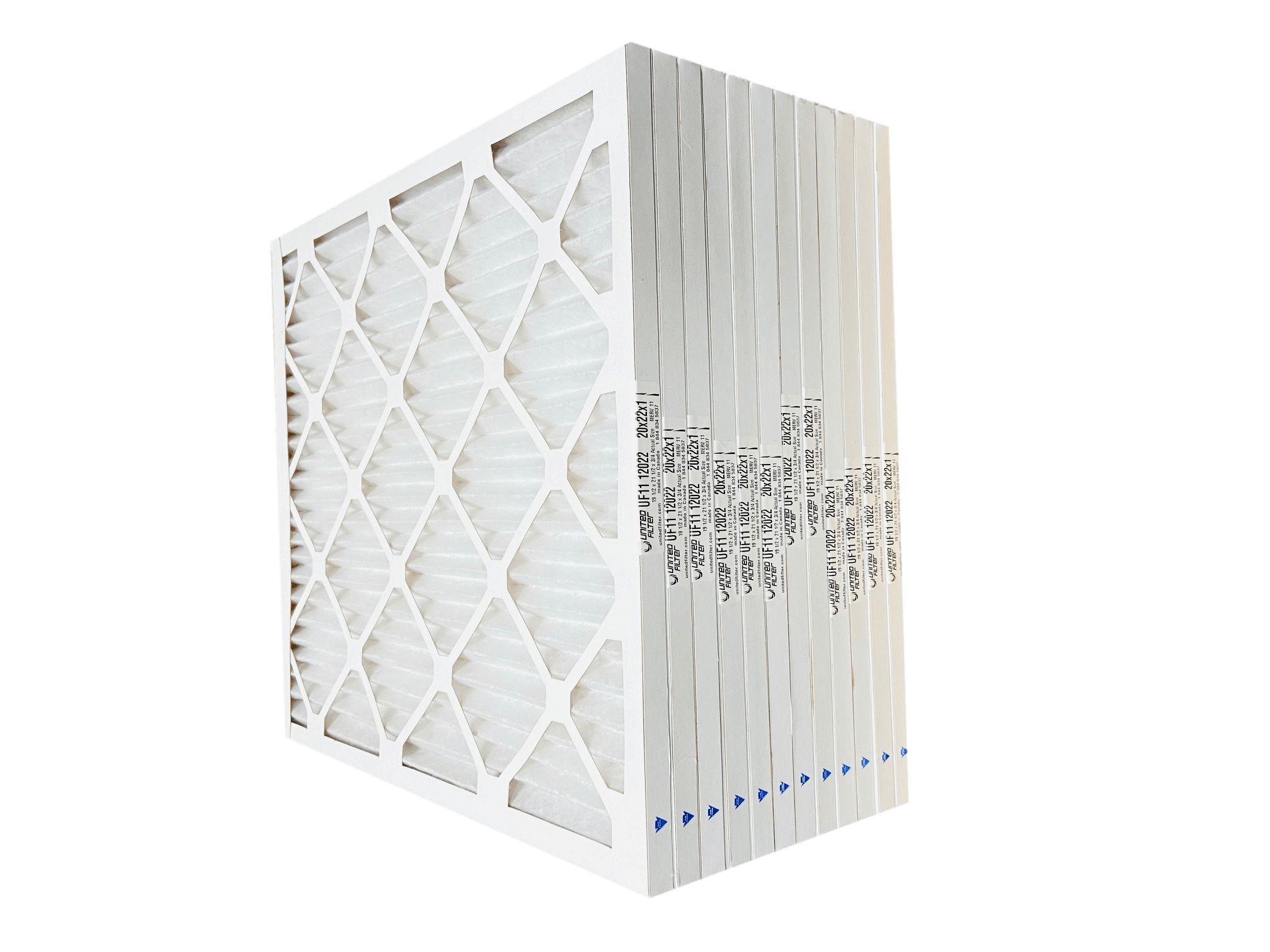 20x22x1 MERV 11 Pleated Furnace Filter Case Of 12 United Filter 20x22x1-merv-11-pleated-furnace-filter-case-of-12-united-filter