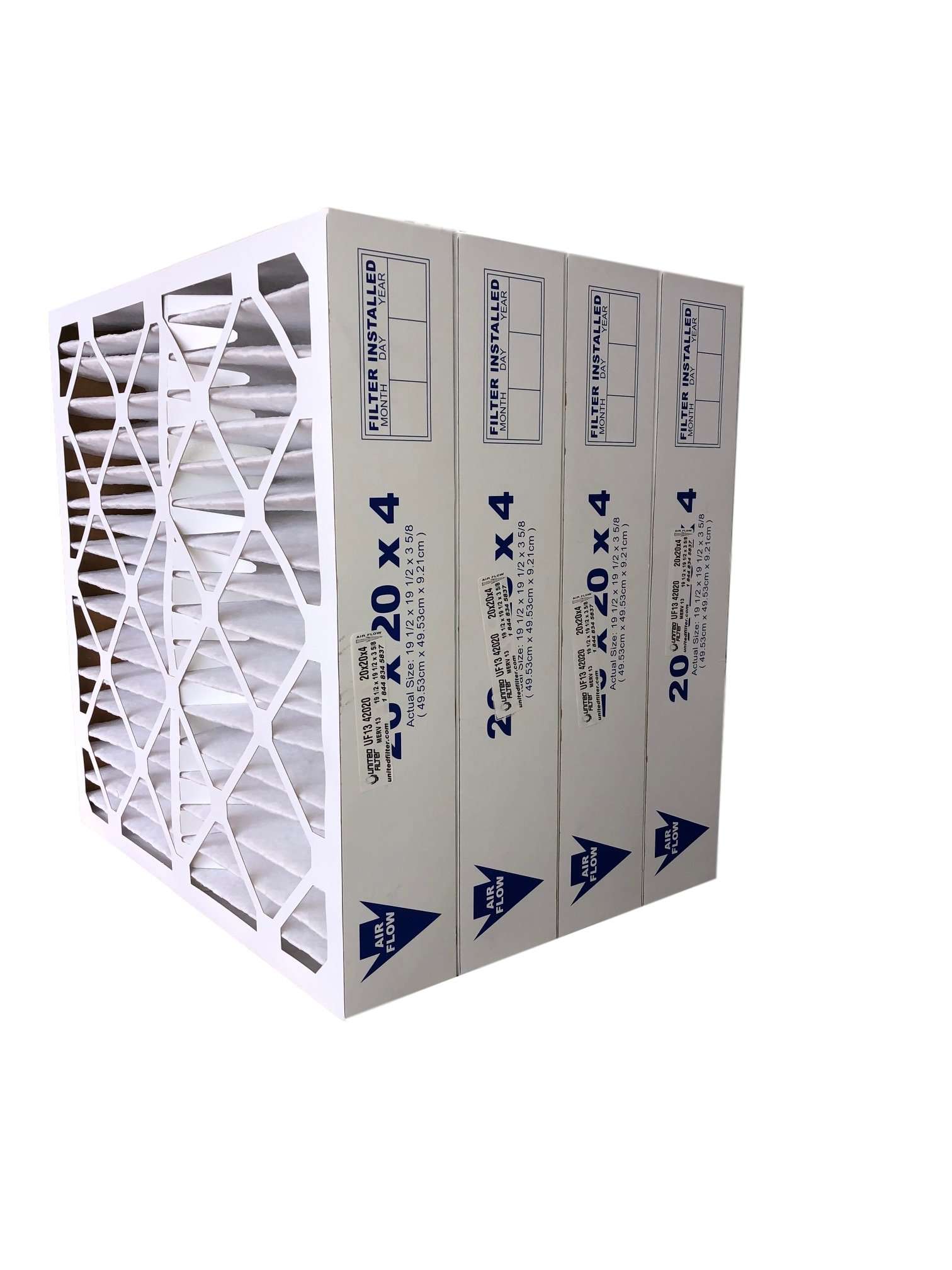 thumbnail image 2 of 4 Pack MERV 13 Furnace Air Filters – 20x25x4, Pleated, Unbranded 2 of 3