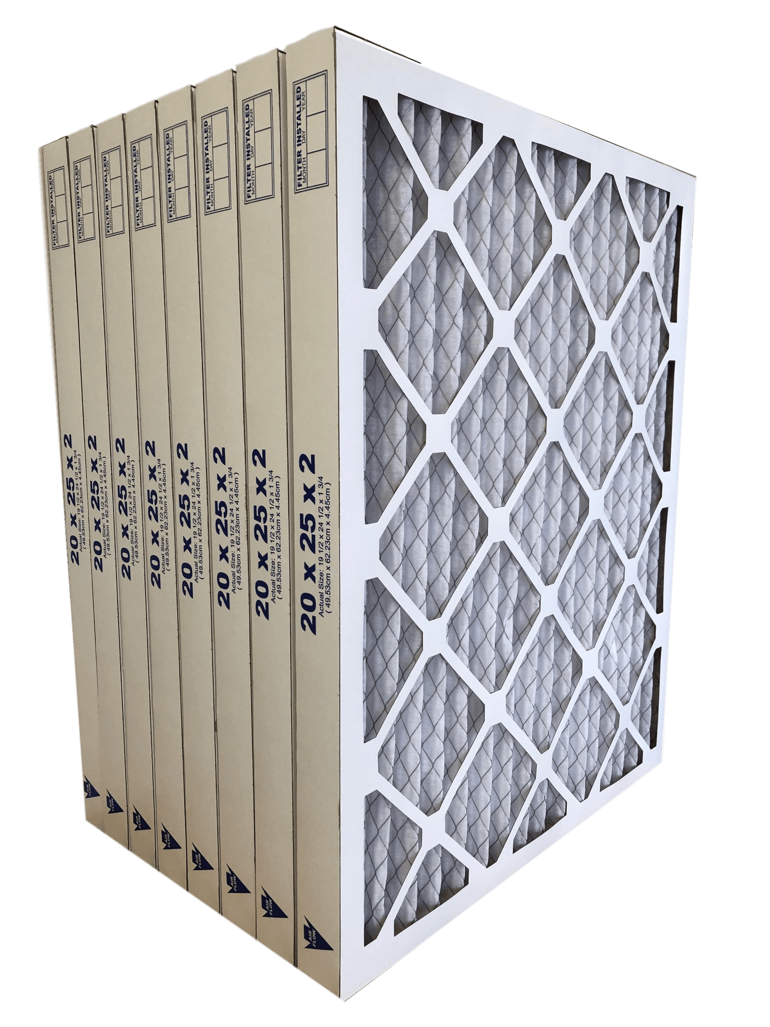 20x25x2 MERV 8 Pleated Furnace Filter Case of 8 United Filter