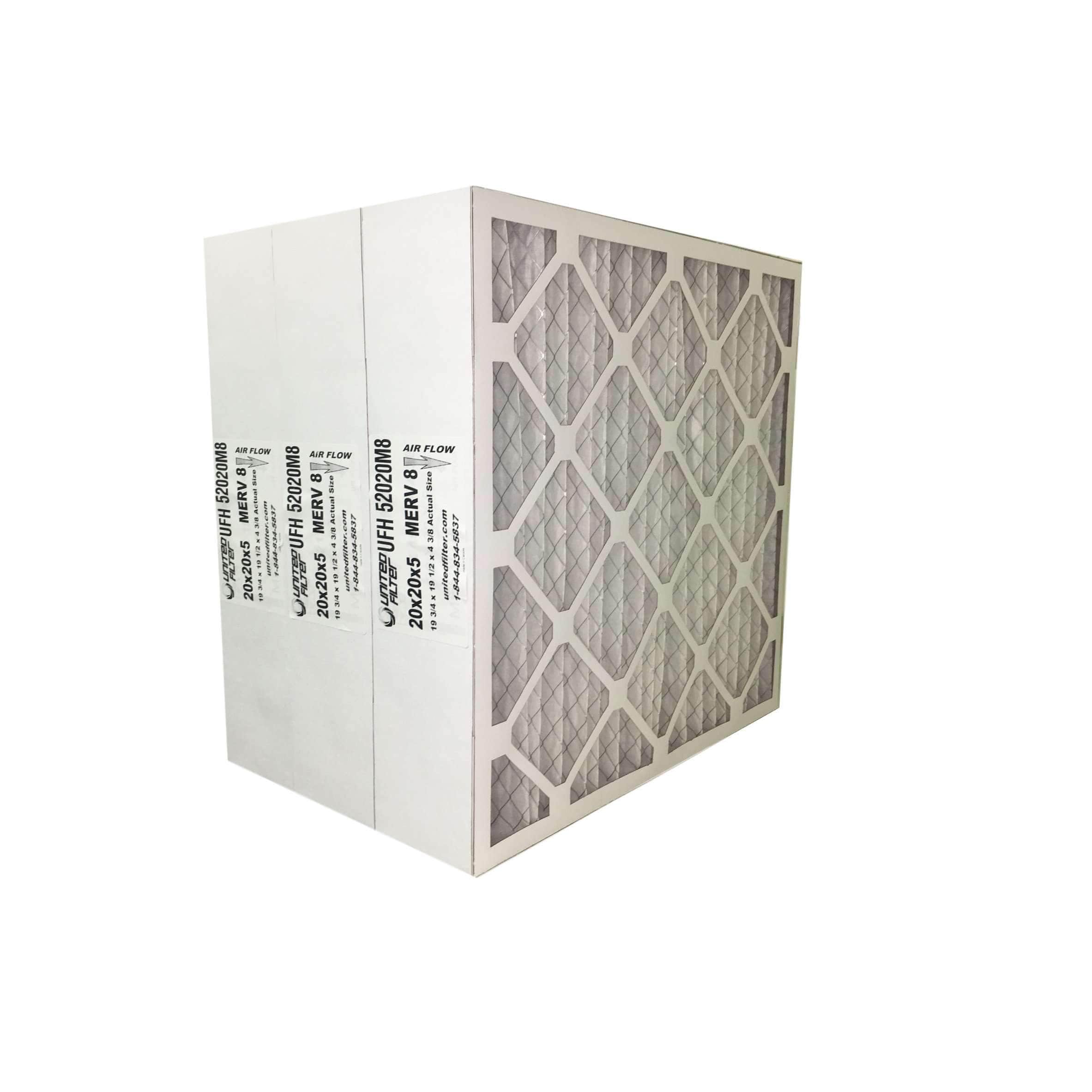 Furnace Filter 20x20x5 MERV 8 Case of 3 United Filter United Filter