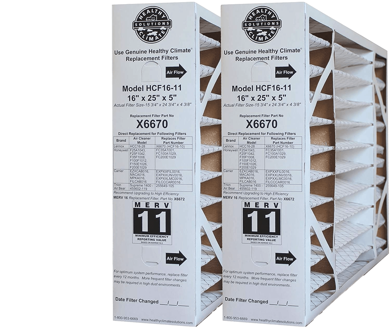 Lennox X6670 MERV 11 Air Filter - 16x25x5 Box Replacement For Lennox & Honeywell Systems