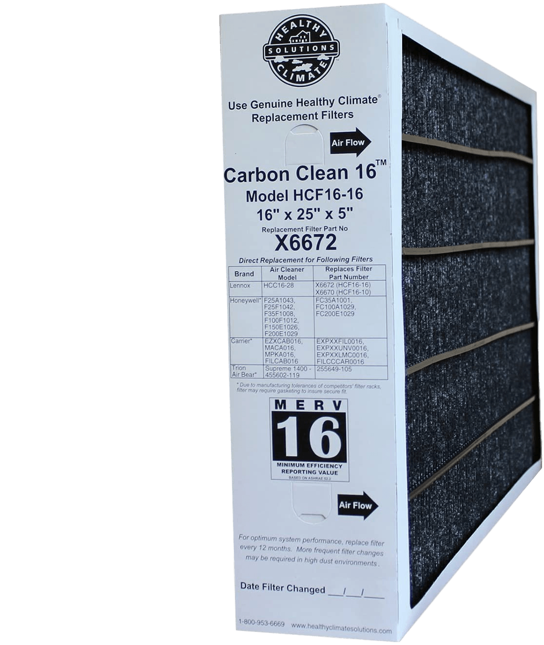 Genuine Lennox X6672 Healthy Climate 16x25x5 MERV 16 Filter Case of