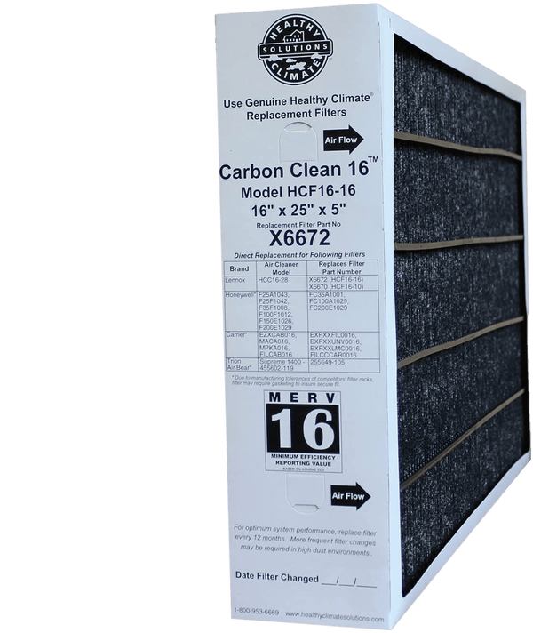 Genuine Lennox X6672 Healthy Climate 16x25x5 MERV 16 Filter - Case of 1