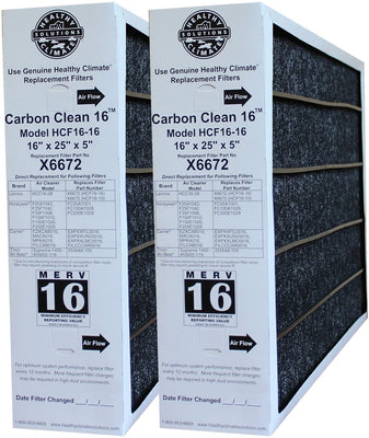 Lennox X6672 Healthy Climate 16x25x5 MERV 16 Filter - Case of 2 Filters
